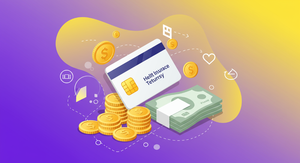 건강보험료 과오납 환급금을 상징하는 동전과 건강보험증 이미지. 돈을 찾아가는 과정의 중요성과 디지털 환급의 편리함을 강조.