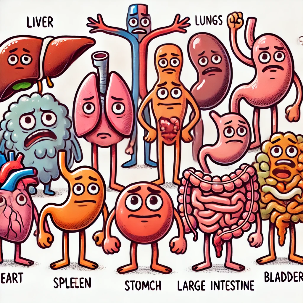 코믹한 스타일로 오장육부를 표현한 이미지
