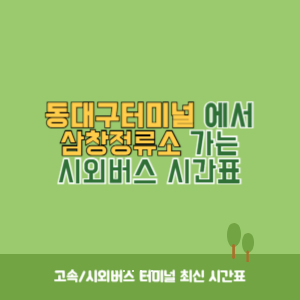 동대구터미널에서 삼창정류소 가는 시외버스 시간표 최신정보