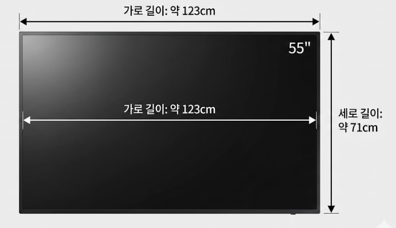 55인치 티비 가로 세로 길이