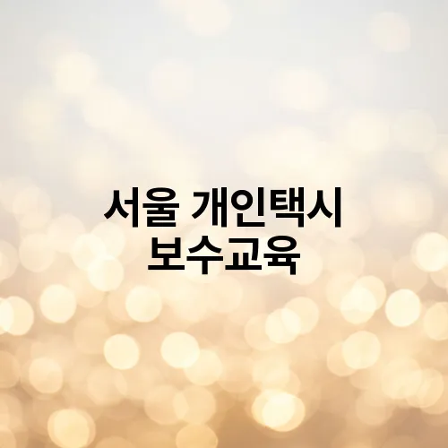 서울 개인택시 보수교육