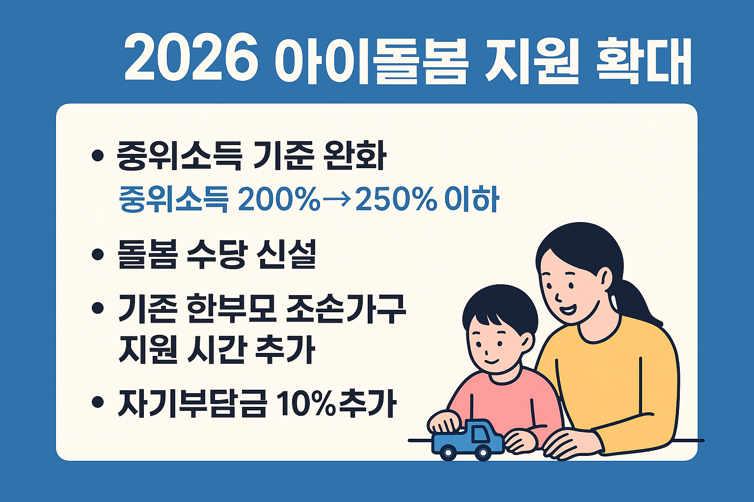 2026 아이돌봄 지원 확대 야간긴급돌봄&middot;유아돌봄 수당 신설