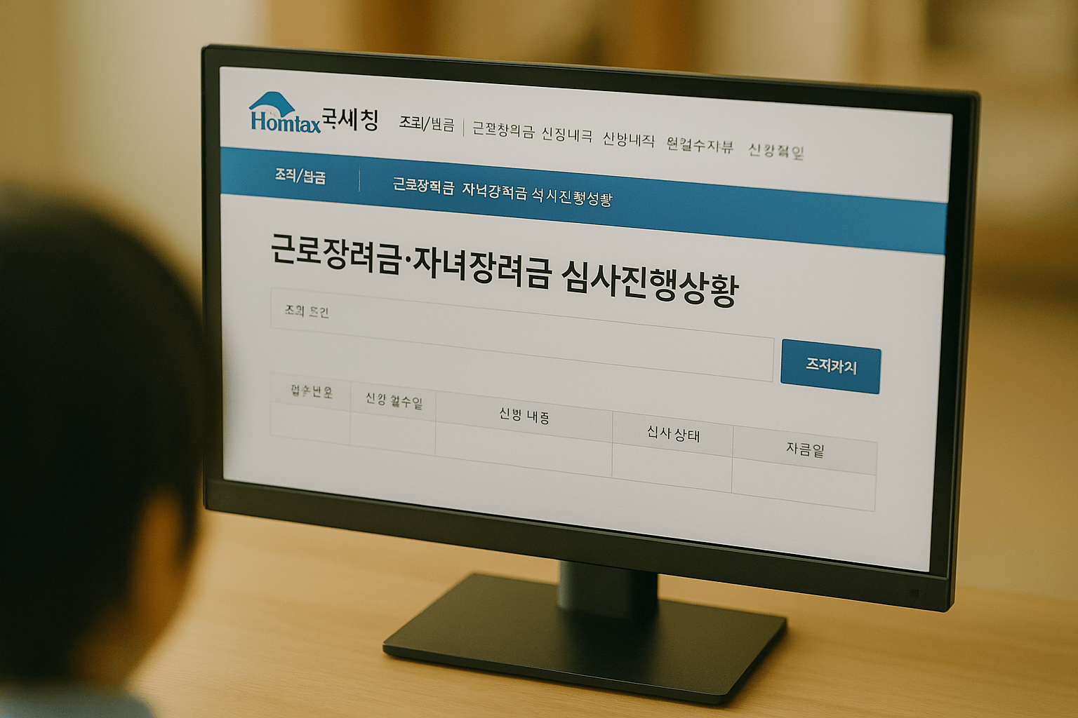 자녀장려금 신청하고 확인하는 장면