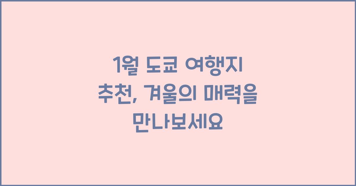 1월 도쿄 여행지 추천