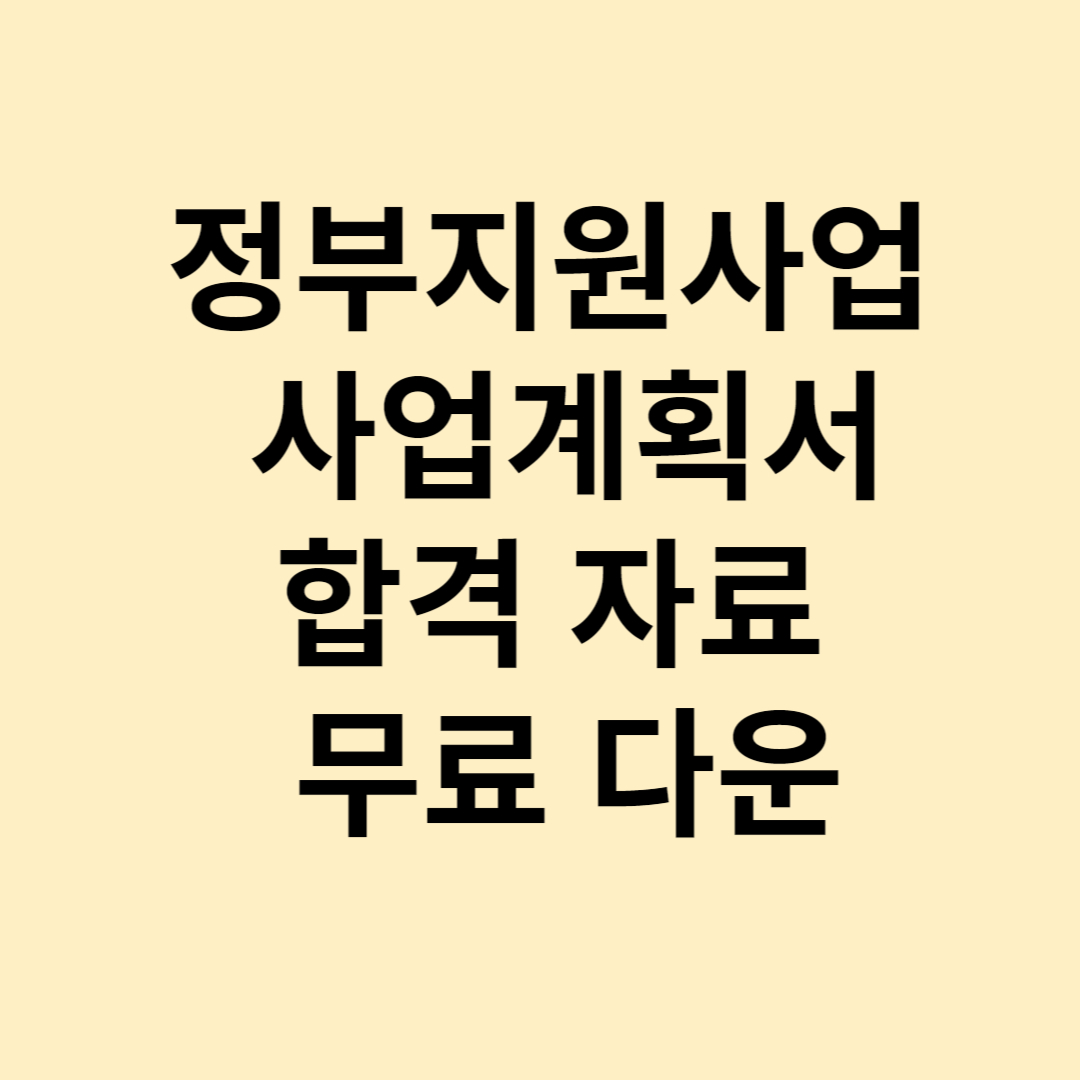 정부지원사업 사업게획서 합격 노하우