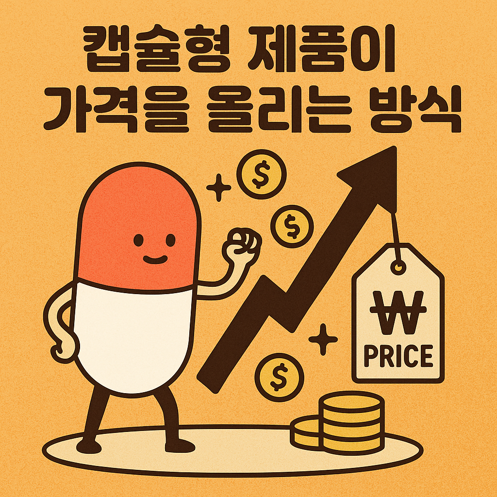 캡슐형 제품의 가격 상승을 나타내는 인포그래픽 이미지