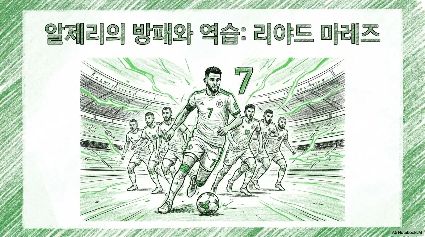알제리 에이스 리야드 마레즈 7번 선수단 일러스트