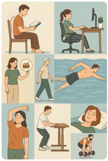 허리 통증을 완화 하는 생활 습관 이미지