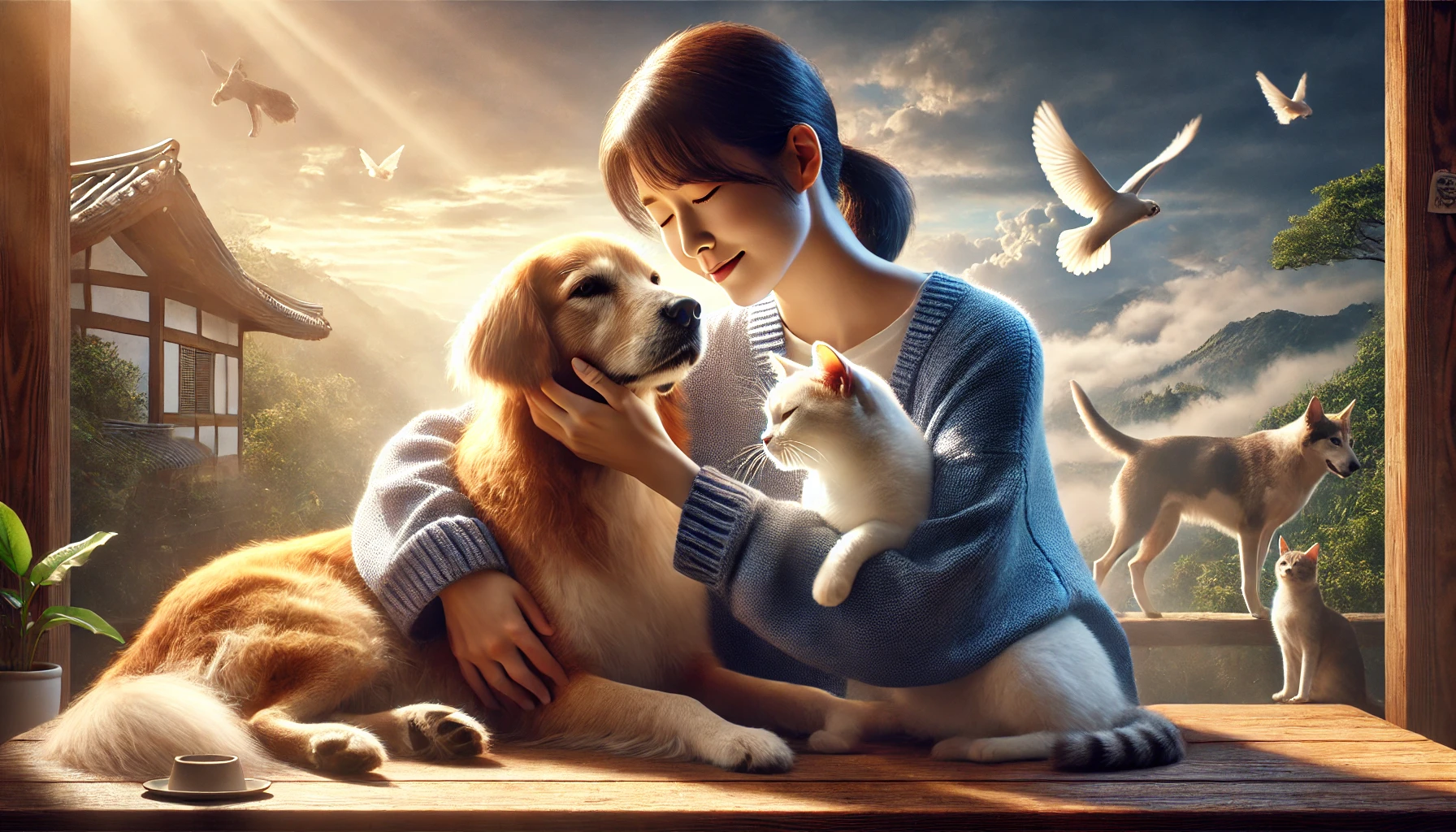 반려동물 안고 있는 이미지