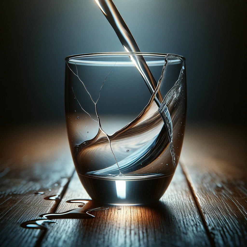 깨진 컵에 새는 물