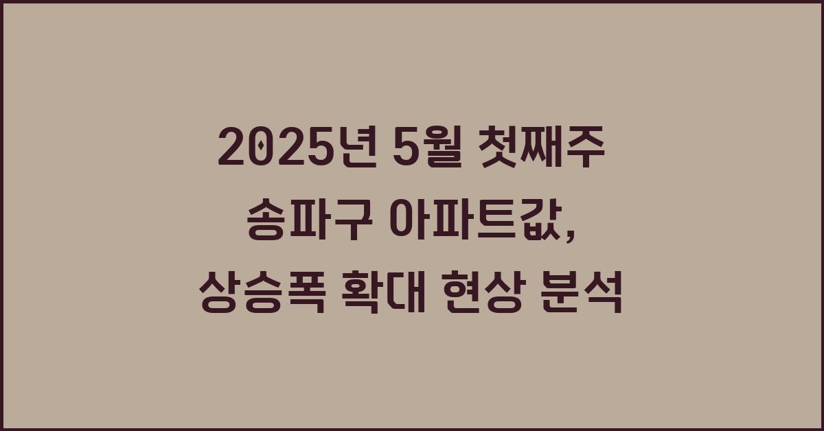 2025년 5월 첫째주 송파구 아파트값, 상승폭 확대