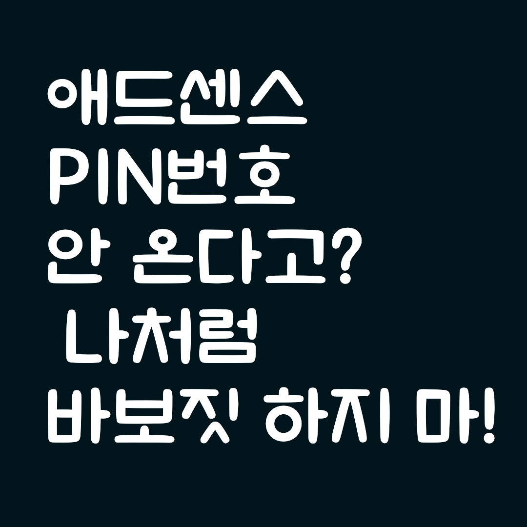 애드센스 PIN번호 안 온다고? 나처럼 바보짓 하지 마!
