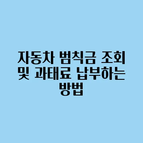 자동차 범칙금 조회 및 과태료 납부하는 방법