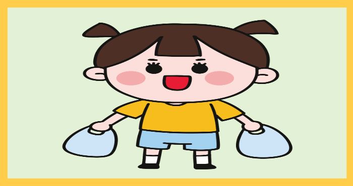 양갈래 머리 캐릭터가 양손에 가방을 들고 있는 모습으로, 물건을 전달하거나 심부름 아르바이트를 표현한 일러스트.