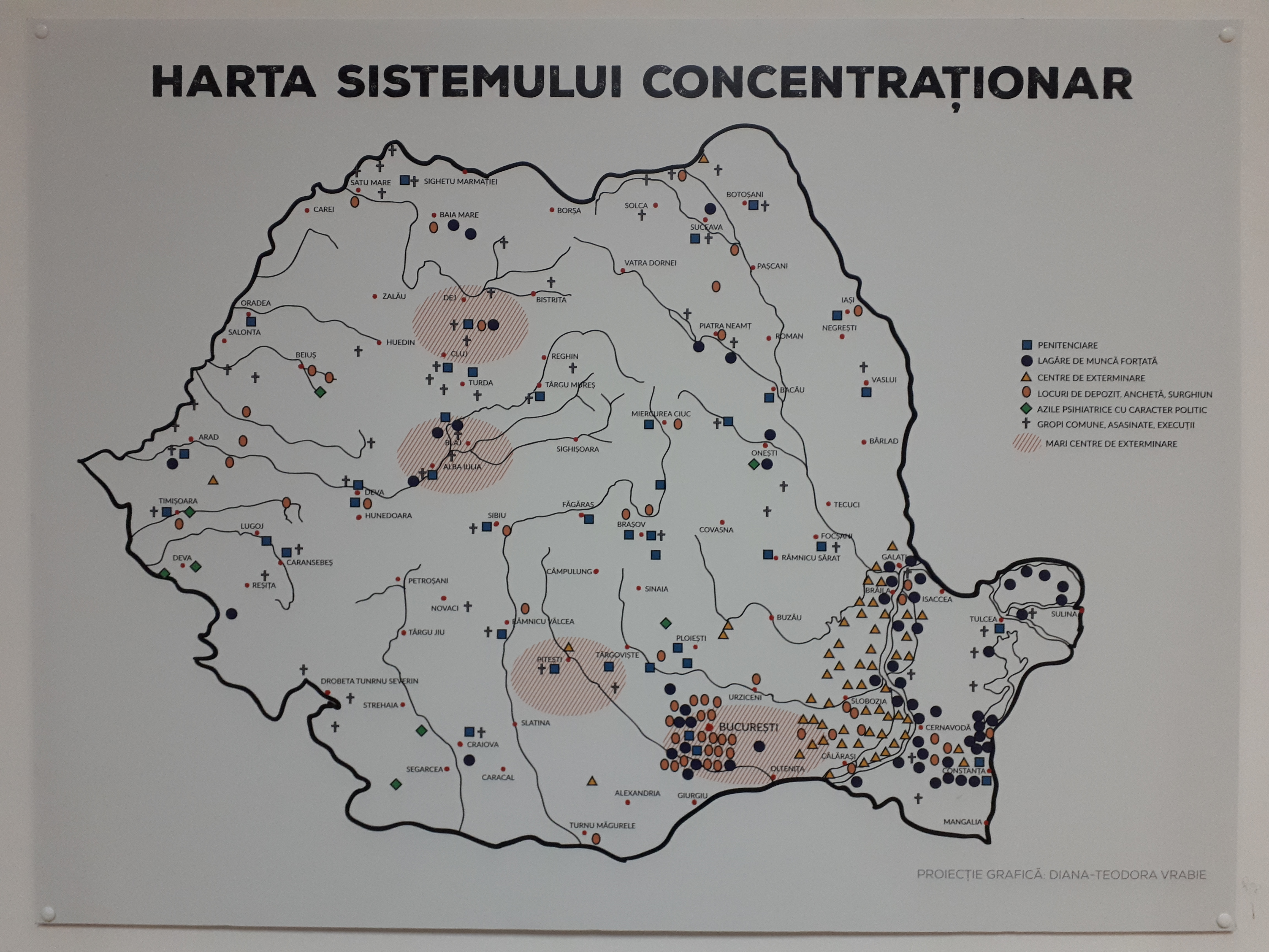 루마니아 콘스탄차 국립 역사와 고고학 박물관 내부 강제수용소 체계 지도