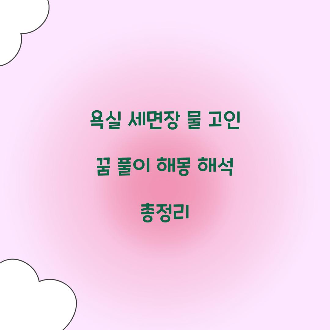 욕실의 세면장에 물이 고여 있는 꿈 풀이 해몽 해석