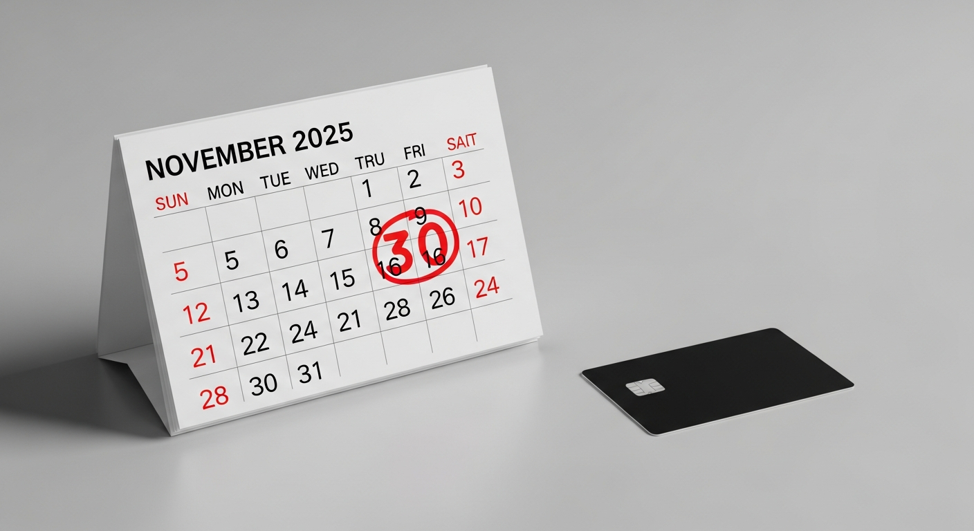 달력의 11월 30일 날짜에 동그라미 표시와 함께 '마감 임박'이라는 스탬프가 찍혀 있는 이미지.