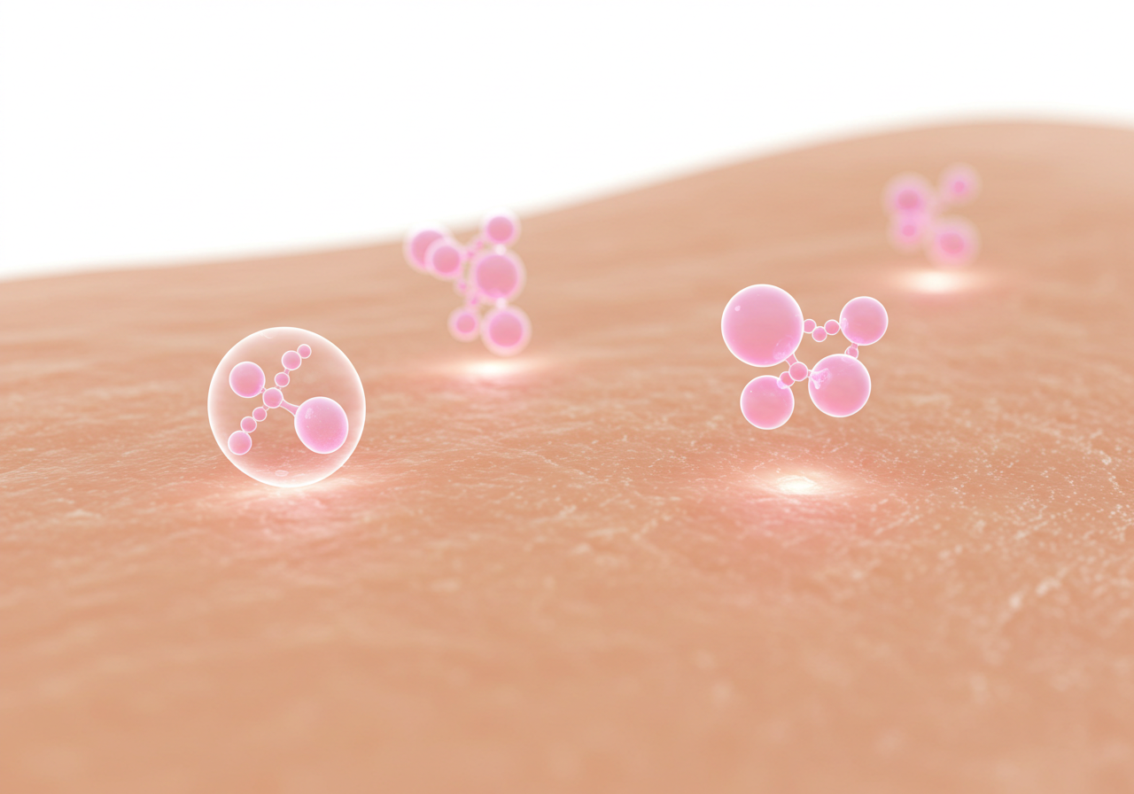 피부 개선과 노화 방지에 효과적인 성분을 표현한 그래픽