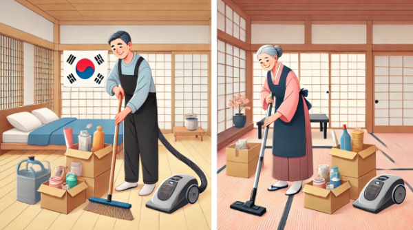 한국과 일본 노부부 청소 문화 (차이점, 정리법, 생활습관)