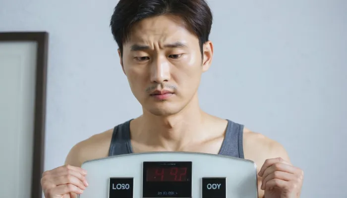 과체중이 고관절 통증 원인 중 하나임을 떠올리는 장면