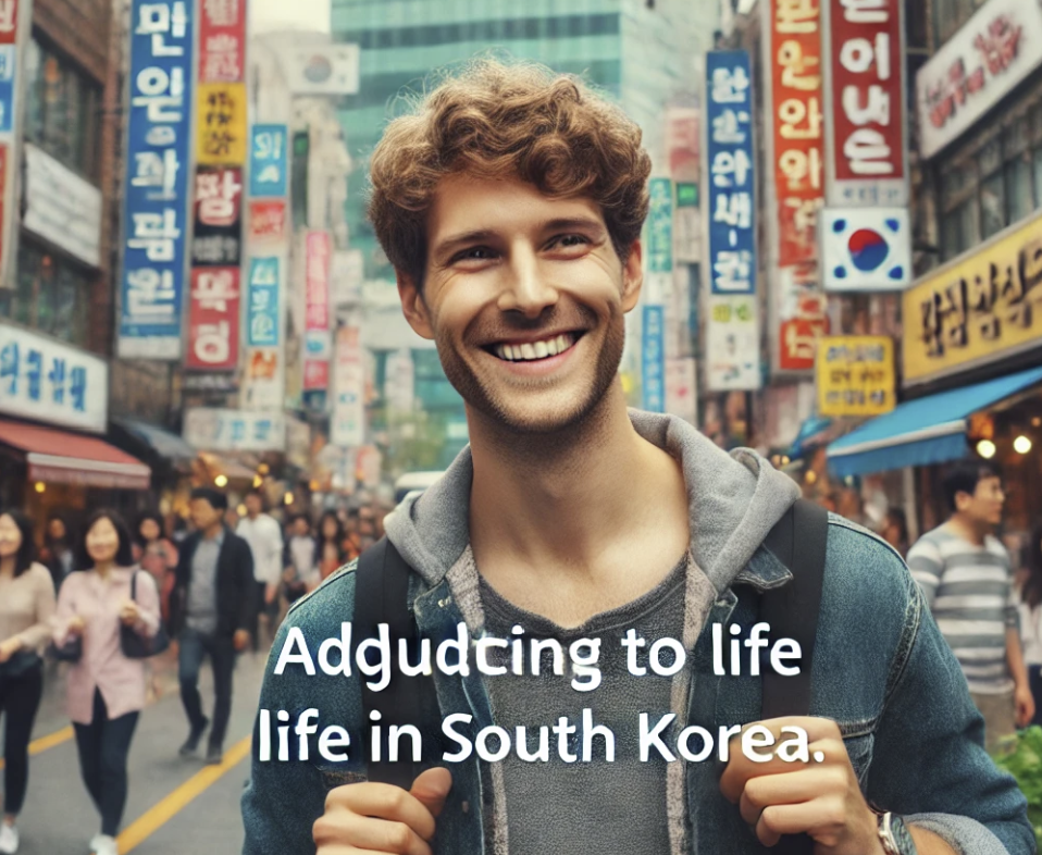 한국 거리에서 적응하는 외국인