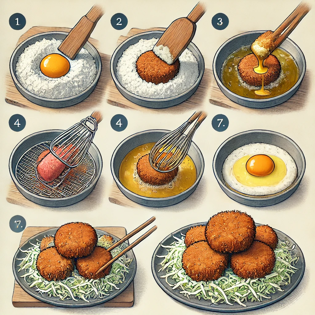 전통적인 멘치카츠 조리법