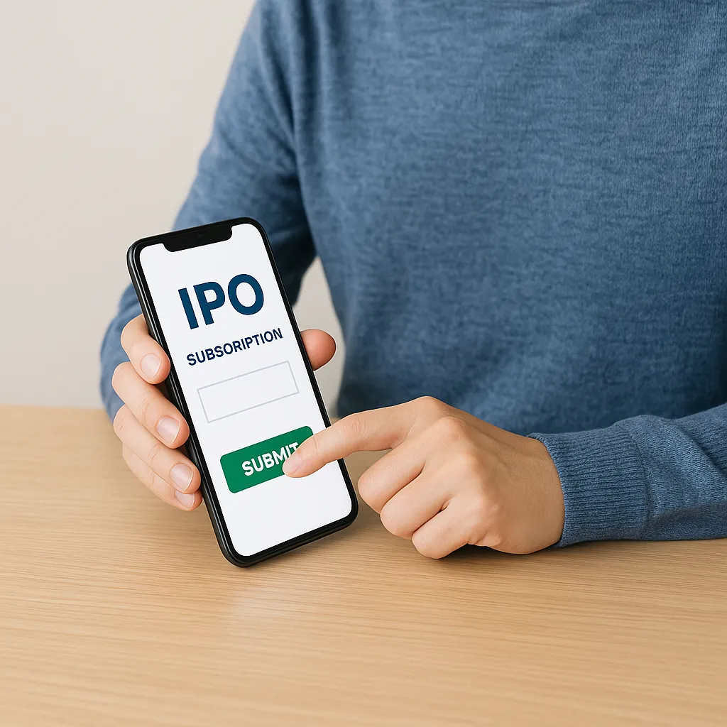 스마트폰으로 공모주 청약을 신청하는 모습