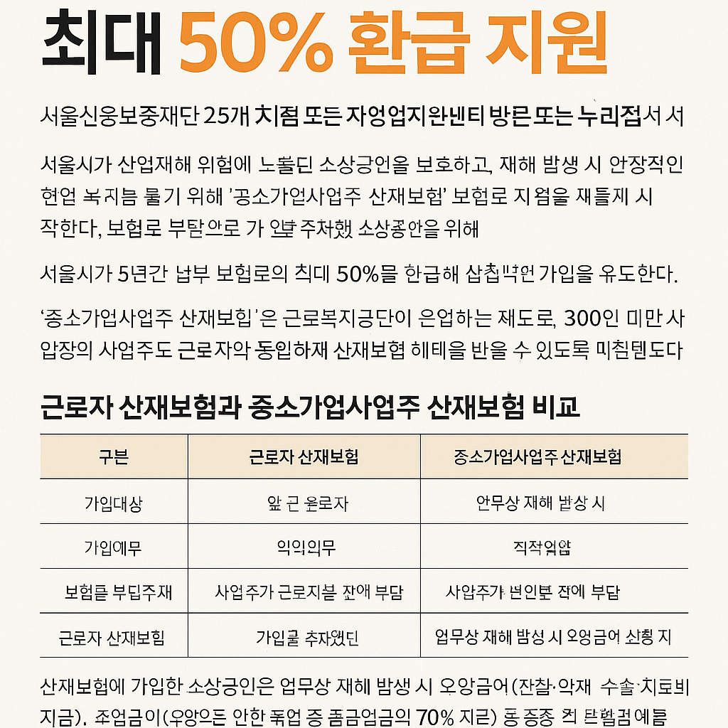 소상공인 산재보험 미가입이신가요? 최대 50% 환급 혜택까지 알려드립니다.