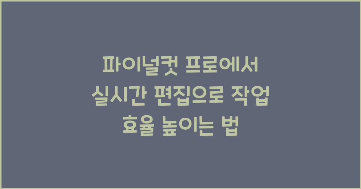 파이널컷 프로 Final Cut Pro에서 실시간 편집으로 작업 효율 높이기