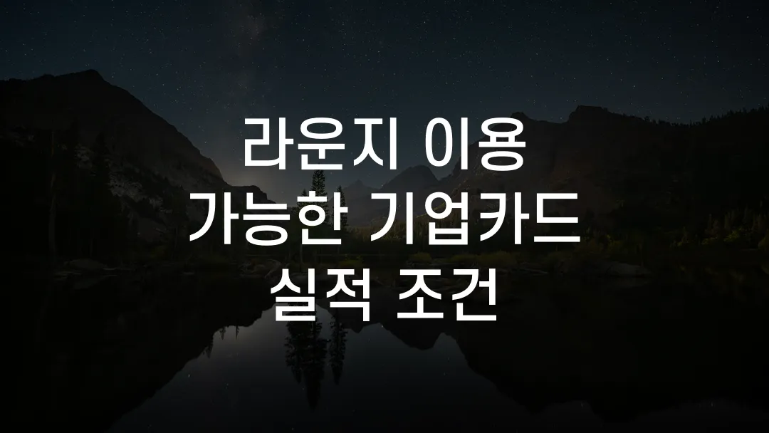 라운지 이용 가능한 기업카드 실적 조건