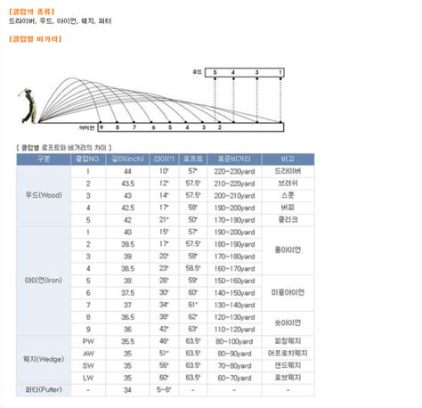 클럽 종류에 따른 비거리 변화