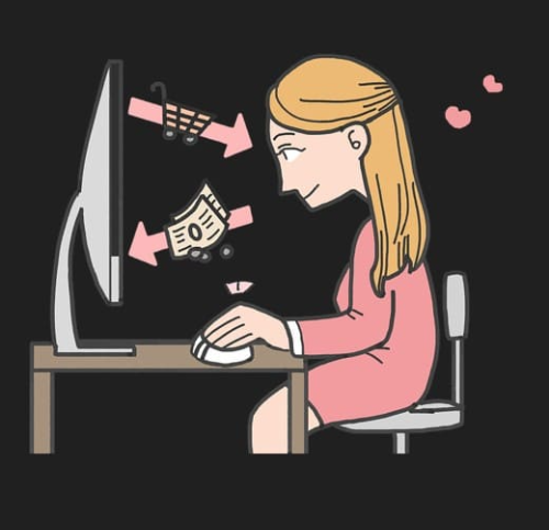 온라인쇼핑하는여자사진