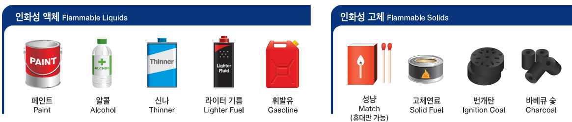 기내 반입금지 인화성