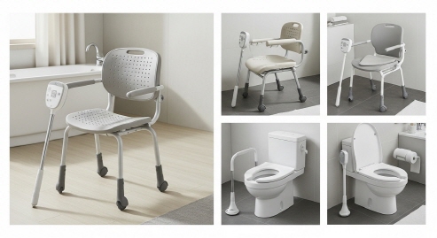 목욕의자, 이동변기 제품 근접 촬영