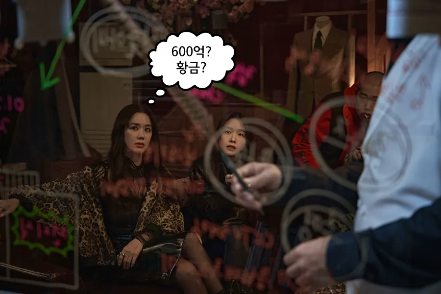 작전 회의 중인 지혜(엄정화) 일당