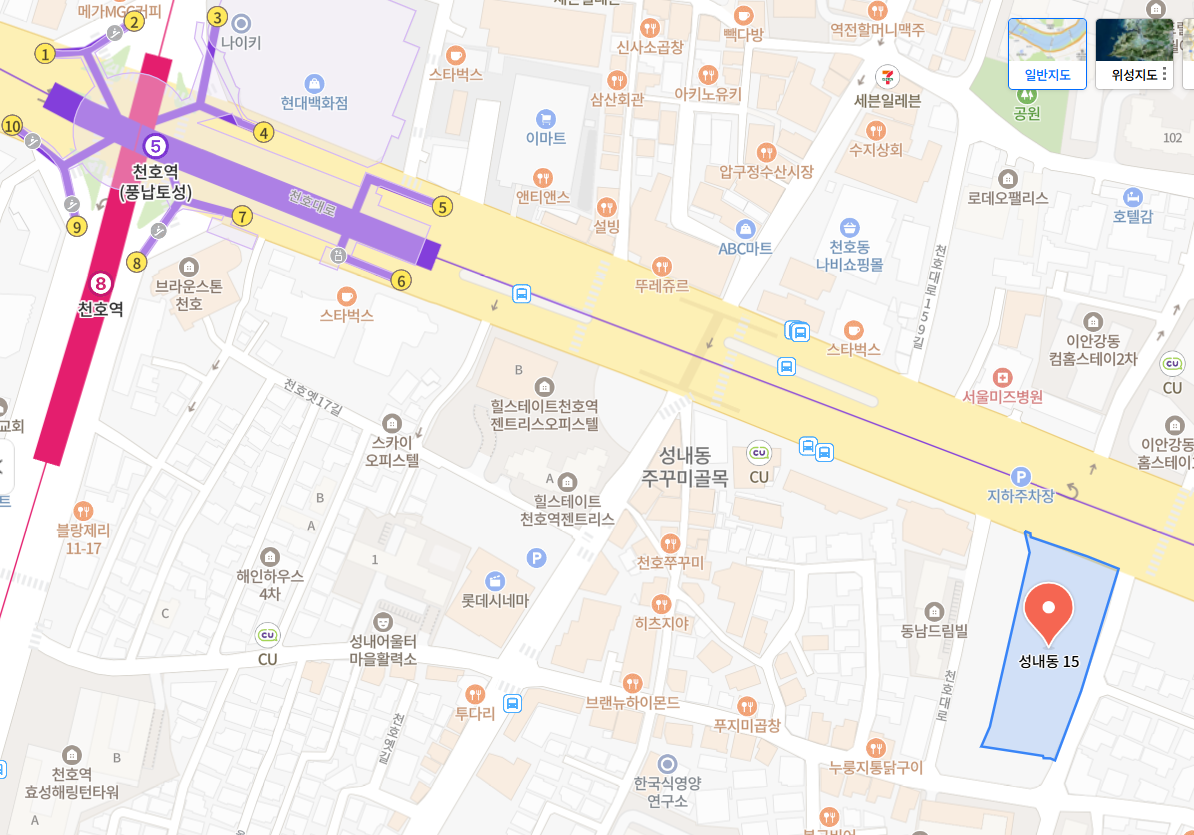 서울 강동구 그란츠 리버파크 입지 위치