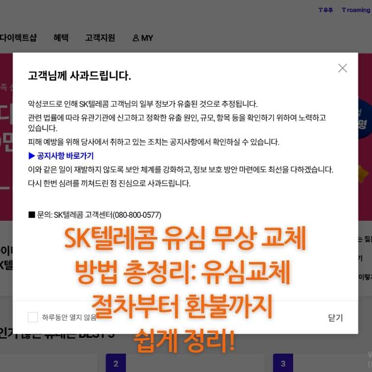 <img src="SK텔레콤-유심-무상-교체.jpg" alt="사과-문구가-띄워진-SK텔레콤의-홈페이지">