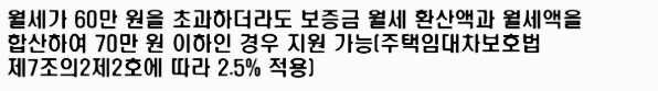 청년 월세 지원 신청 대상 (월세 60만 원 초과 시 지원 가능 조건)