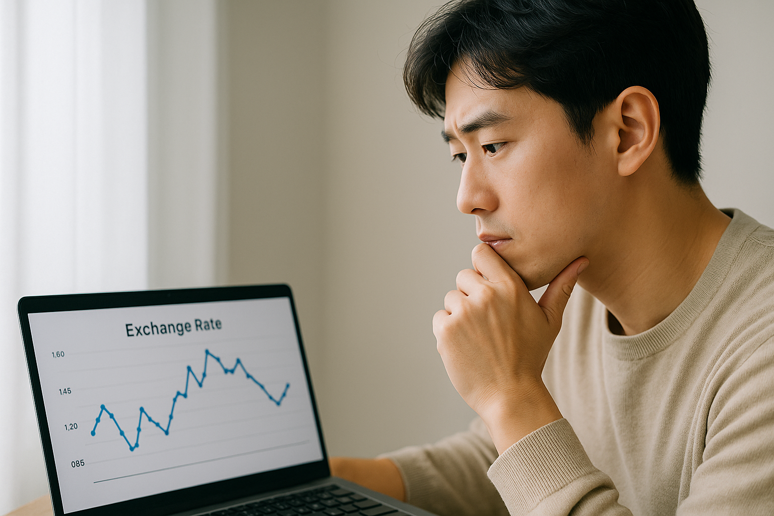 환율 추이를 살펴보며 환전 시기를 고민하는 사용자