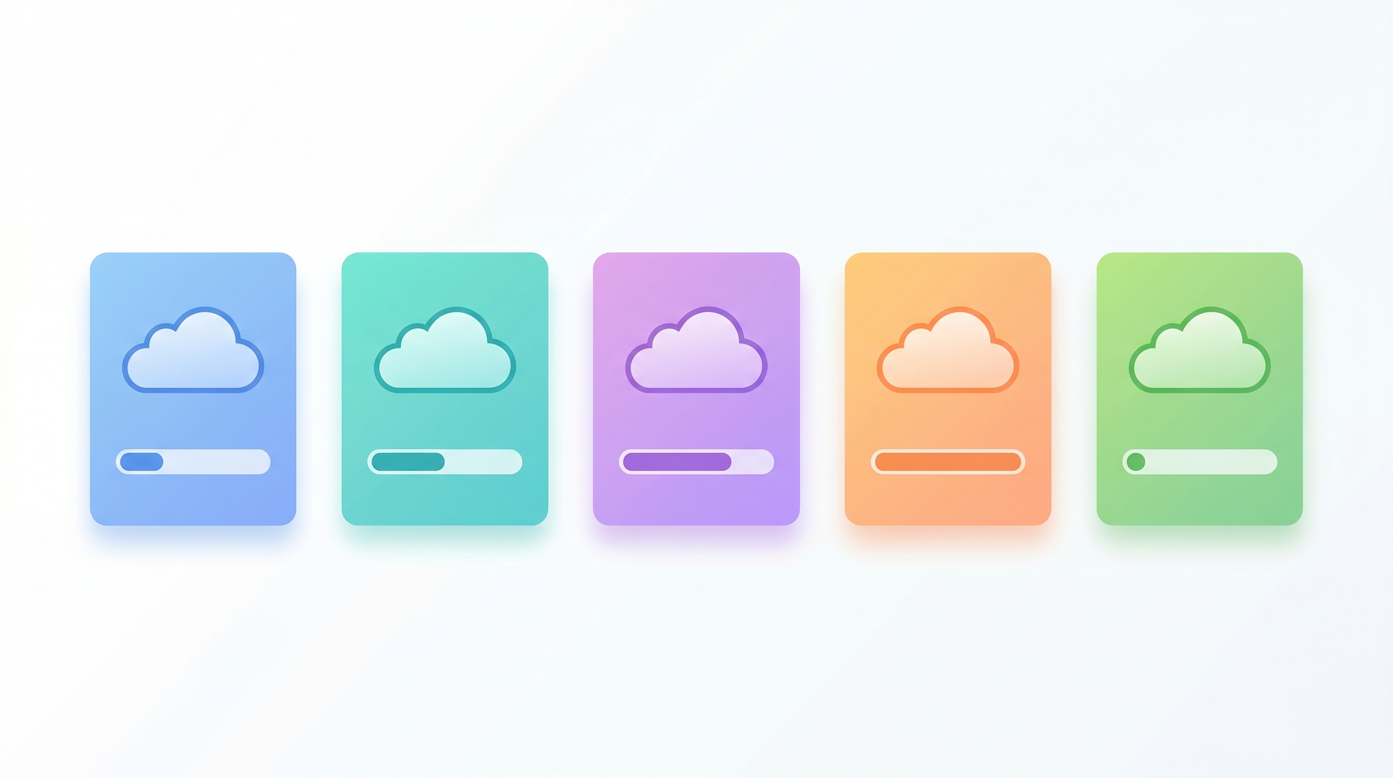 illustration comparing five free cloud storage apps with storage capacity bars
