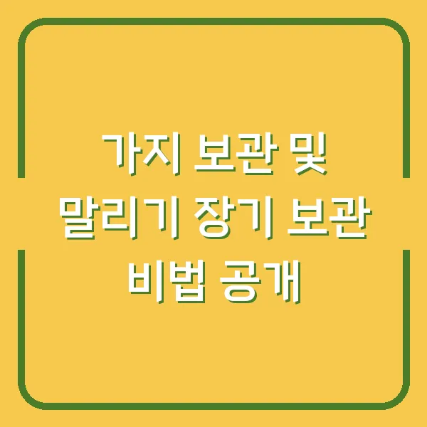 가지 보관 및 말리기 장기 보관 비법 공개