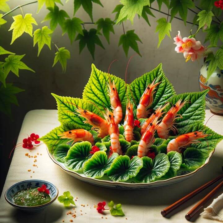 항저우밍쯔요리는 예술작품 이라고?? - 1. 항저우밍쯔의 대표 요리 - 1.4 베고니아 새우 (秋葵虾, Begonia Shrimp) - ① 설명 베고니아 새우