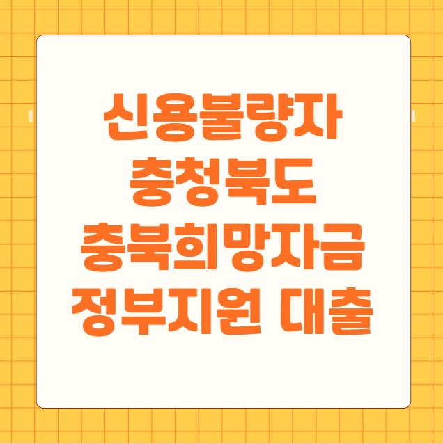 신용불량자 충청북도 충북희망자금 정부지원 대출