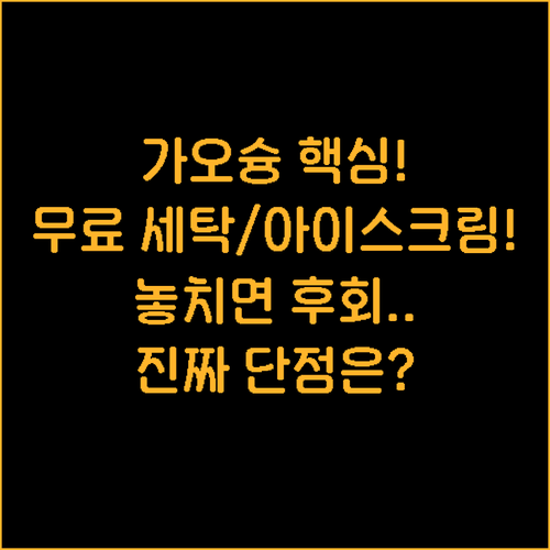 24시간 무료 세탁 아이스크림 갓성비..