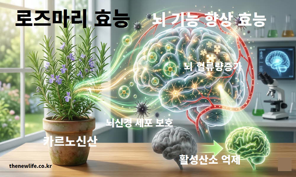 로즈마리 차 효능의 뇌 기능 향상을 설명하는 이미지