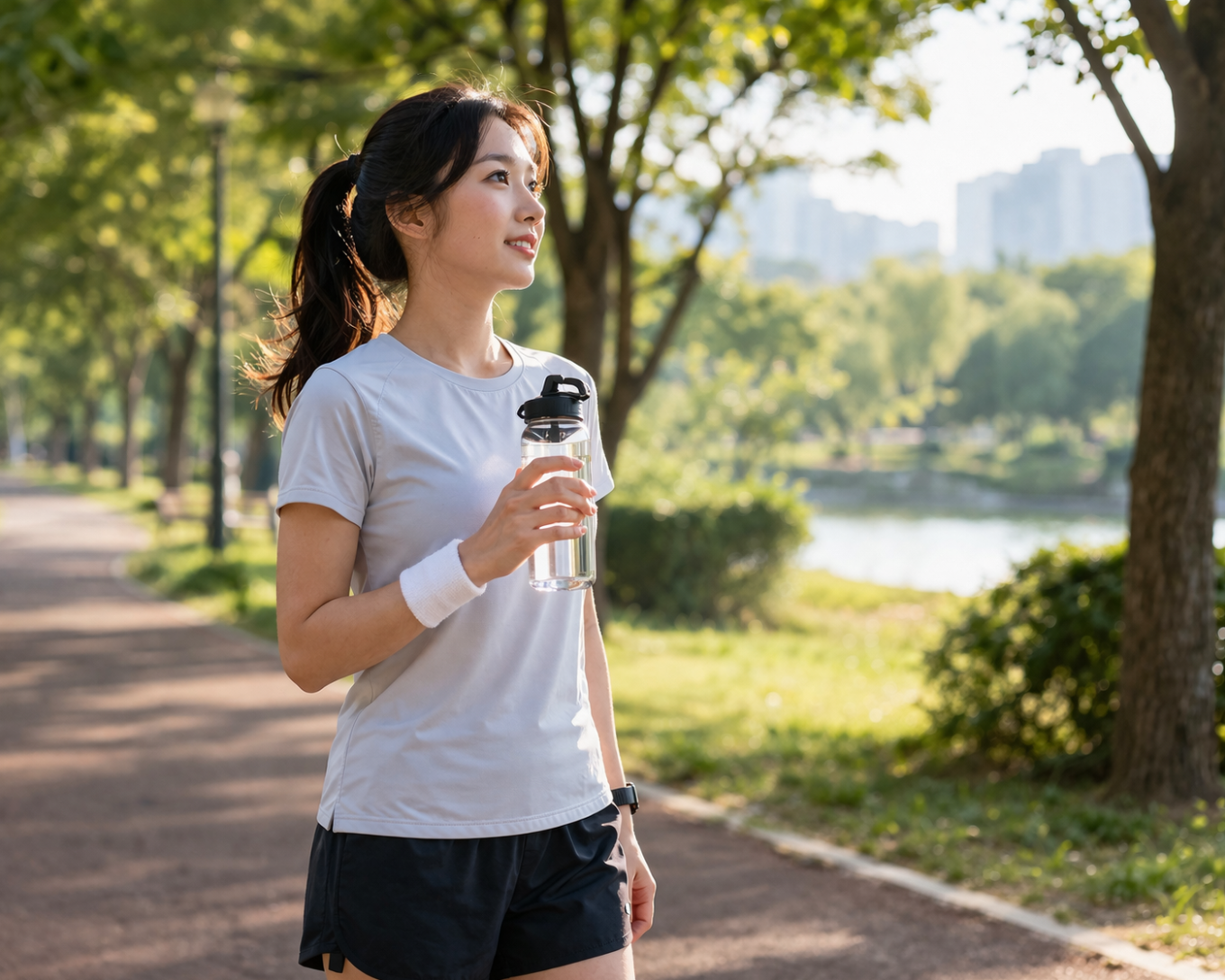 러닝 전 물을 준비하는 초보 러너