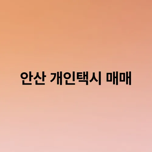 안산 개인택시 매매