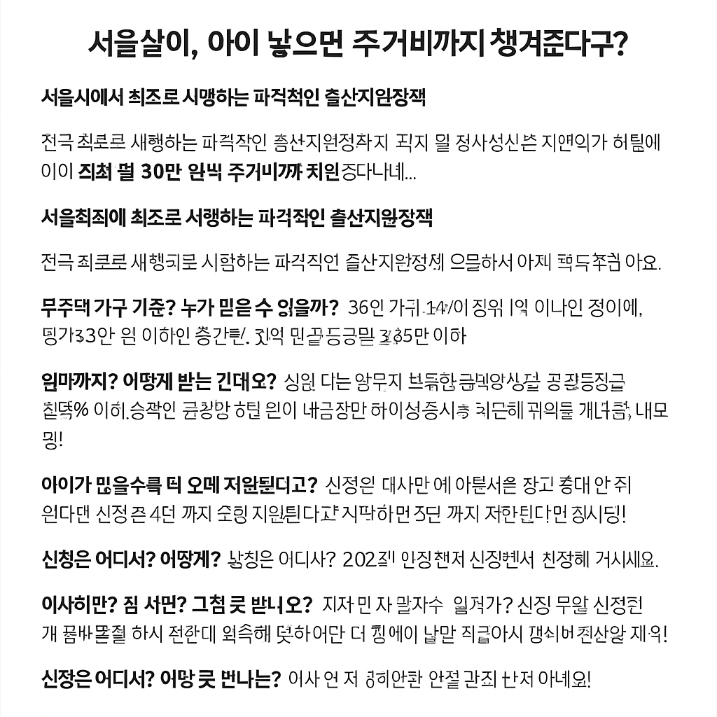 서울시 무주택 출산가구 지원금, 진짜 받을 수 있을까?