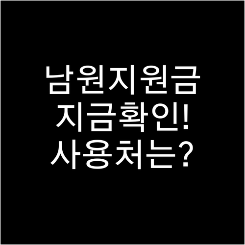 남원시 민생지원금 지급 시기 및 상품..