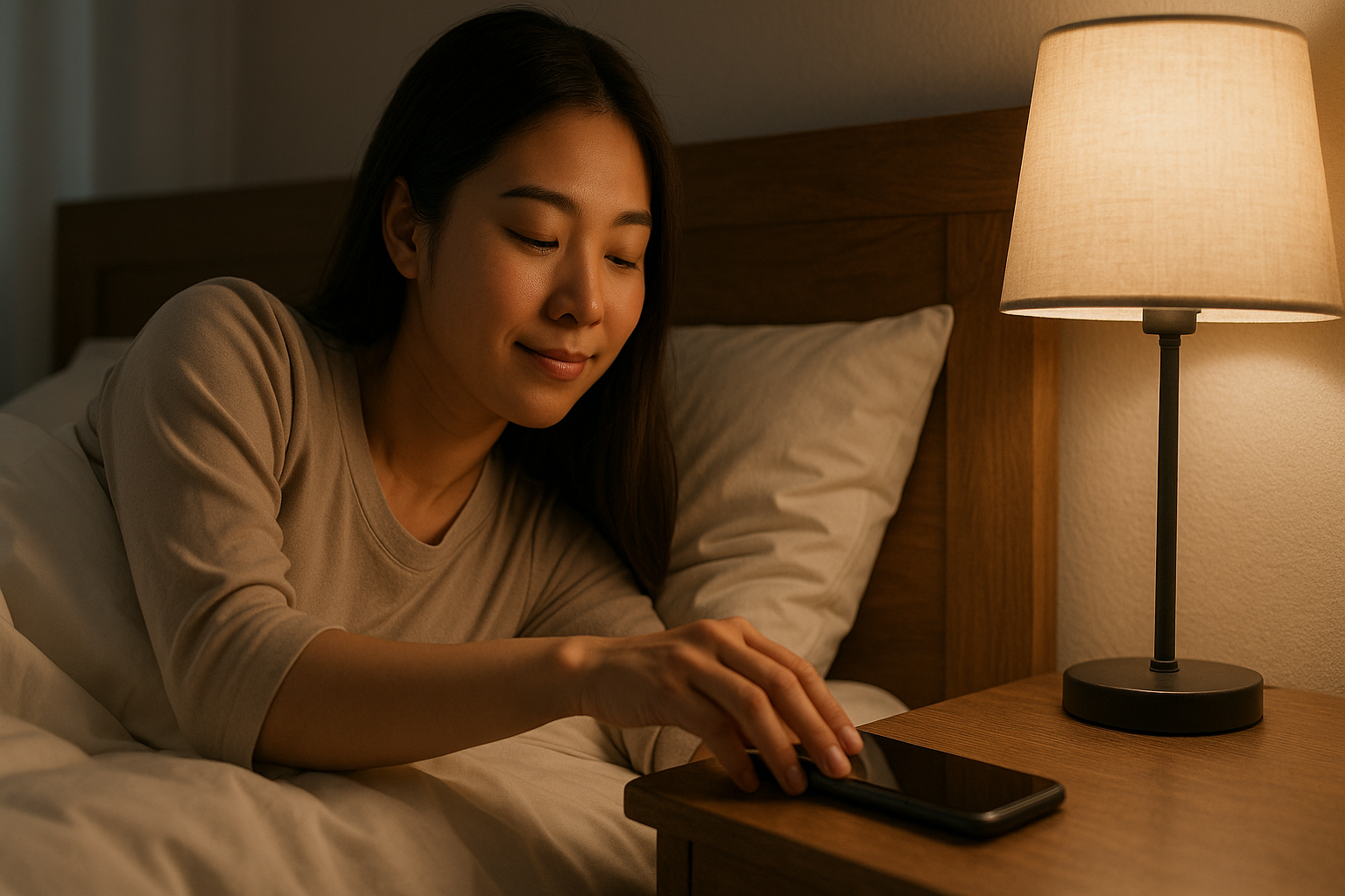 디지털 디톡스를 위해 핸드폰을 내려놓는 여성